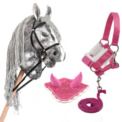 Hobby horse gris avec accessoires rose pas chers
