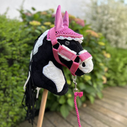 Ensemble d'accessoires Rose pour Hobby Horse : Licol moumoute + Longe + Couverture + Bonnet
