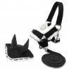 Ensemble Licol, Longe et Bonnet Noir & Blanc pour Hobby Horse