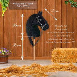 Hobby Horse A3 Noir Frison avec Filet, rênes, mors et bonnet - Black Star