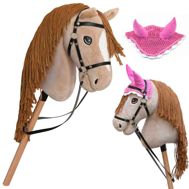 Hobby Horse A3 avec Filet, rênes, mors et bonnet - Perlino