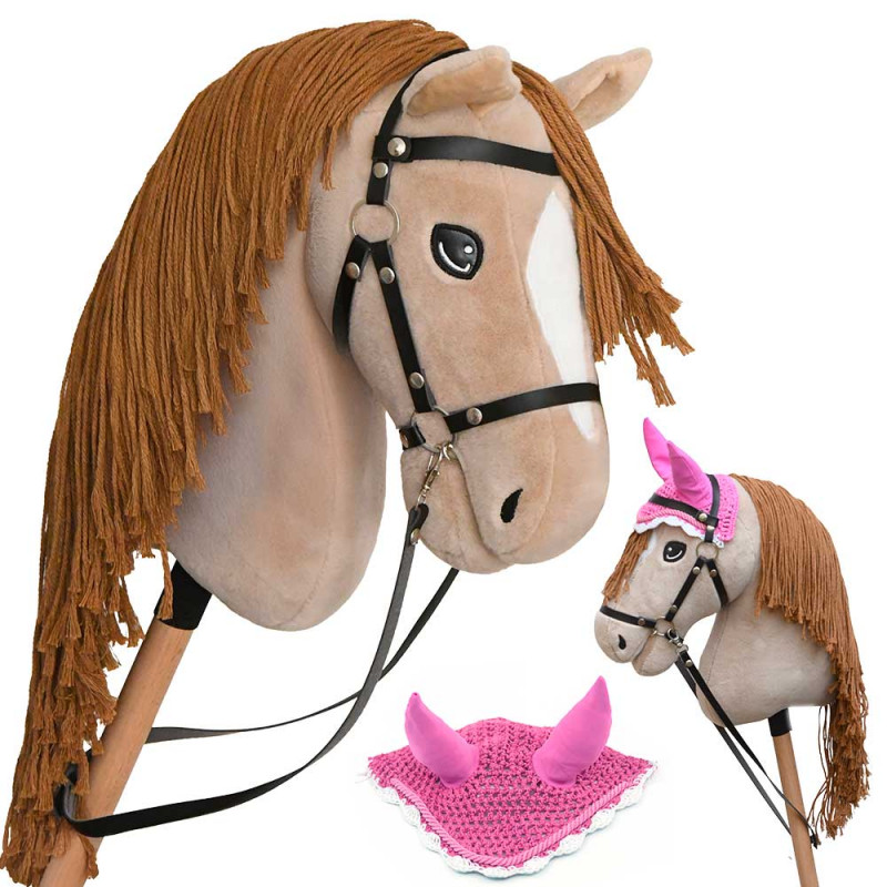 Hobby Horse A3 avec Filet, rênes, mors et bonnet - Perlino