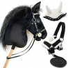 Hobby Horse A3 avec Filet, licol noir et bonnet blanc - Stormy