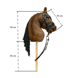 Hobby horse bai marron crins noirs avec filet à strass - Kismy