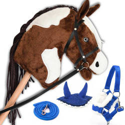 Hobby Horse Pie Mustang avec licol, longe et bonnet Bleu