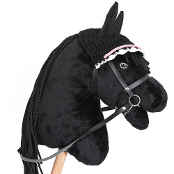 Pack Hobby Horse frison noir avec licol, longe et bonnet assortis