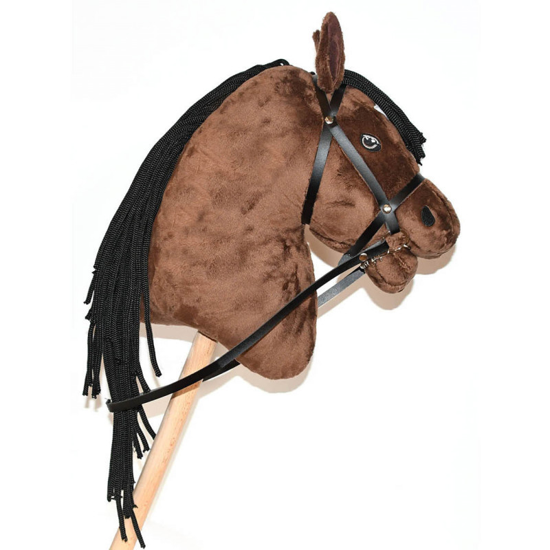 Hobby Horse Palomino pour Hobby Horsing pour Enfants et Adolescents de 7 à  20 Ans- Cheval bâton avec Filet, rênes + Accessoires Bonnet et Licol